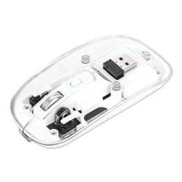 Manhattan® Transparent Wireless Optical Computer Mouse, 3 Buttons, 2.4 GHz (White)