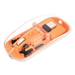 Manhattan® Transparent Wireless Optical Computer Mouse, 3 Buttons, 2.4 GHz (Orange)