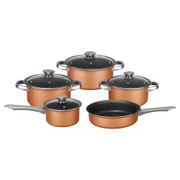 Brentwood® 9-Piece Nonstick Copper-Clad Cookware Set with Glass Lids