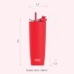 ASOBU® 20-Oz. Aqualina Double-Wall-Insulated Stainless Steel Tumbler with Straw (Red)
