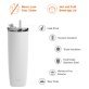 ASOBU® 20-Oz. Aqualina Double-Wall-Insulated Stainless Steel Tumbler with Straw (White)
