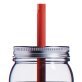 ASOBU® 16-Oz. Moonshine Glass Mason Jar with Lid, Straw, and Insulated Sleeve and Handle (Red)