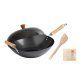 Joyce Chen® Classic Series Carbon Steel Nonstick Wok Set with Lid and Birch Handles, 4 Pieces, 14-In.