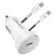 cellhelmet® 25-Watt Single-USB Power Delivery Car Charger with USB-C® to USB-C® Round Cable, 3 Feet