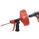 DrainX® SPINFEED Drum Auger Drain Snake, Auto Extend and Retract, with Work Gloves and Carrying Bag (25 Ft.)