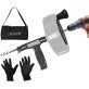DrainX® Heavy-Duty-Steel Pro Drum Drain Auger, 50 Ft., Manual or Drill Powered, with Work Gloves and Storage Bag