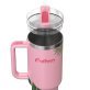 Outdoors Professional 40-Oz. Stainless Steel Double-Walled Insulated Tumbler with Straw (Tropical Pink)