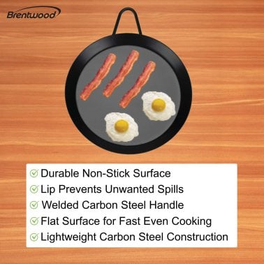 Brentwood® Carbon Steel Nonstick Round Comal Griddle (13 In.)