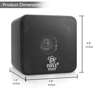 Pyle® 200-Watt-Max Wall-Mountable Mini-Cube Bookshelf Speaker Set with 4-In. Woofers and Video Shielded, Pair