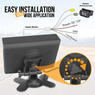 Pyle® Commercial-Grade Backup Camera System with 7" Monitor and Weatherproof Camera with IR Night Vision