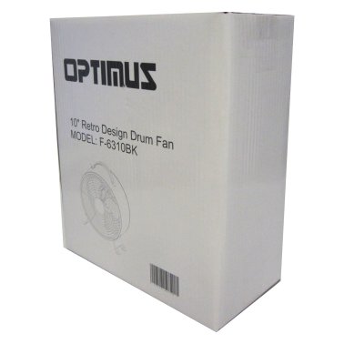 Optimus F-6310 2-Speed 50-Watt 10-In. Portable Retro Drum Fan (Black)