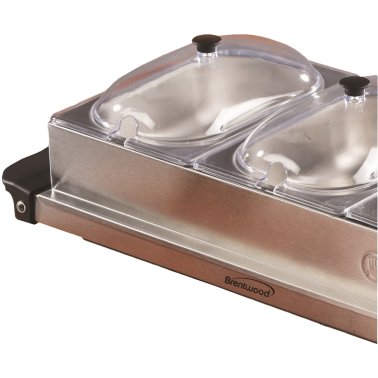 Brentwood® 180-Watt 4.5-Qt. 3-Pan Buffet Server and Warming Tray, Silver