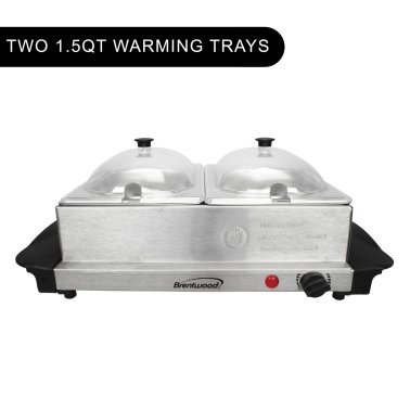 Brentwood® 3-Quart 2-Pan Buffet Server and Warming Tray
