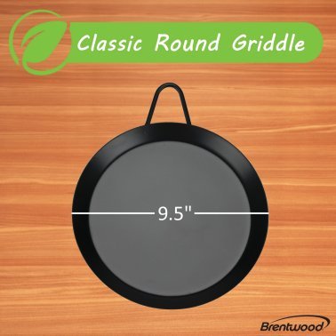 Brentwood® Carbon Steel Nonstick Round Comal Griddle for Single Burner (9.5 In.)