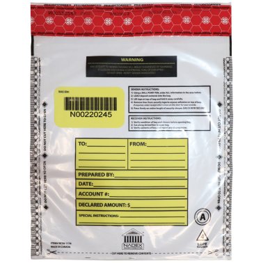 Nadex™ Coins Tamper-Evident 9-In. x 12-In. Clear FRAUDSTOPPER® Bank Deposit Bags (100 Pack)