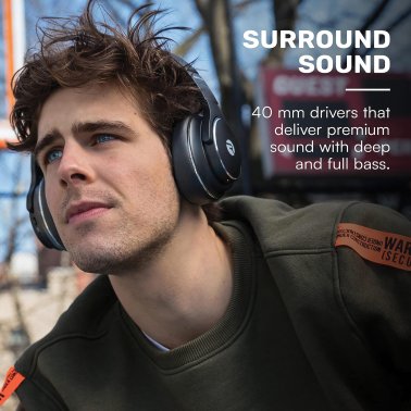 Raycon® Everyday Headphones Bluetooth® with Mics and Aux Input, ANC and Hi-Res Audio, up to 50 Hours Play Time, IPX4 Water-Resistant (Frost White)