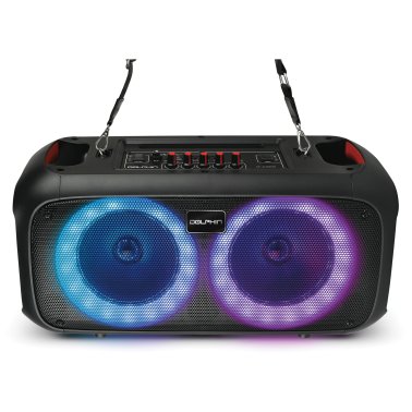 Dolphin® Audio SP-2600RBT Portable 2,000-Watt-Peak-Power Bluetooth® Party Speaker with Lights, Microphone, and Shoulder Strap