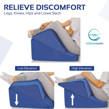 AllSett Health® Bed Wedge Memory Foam Incline Pillow (Blue)