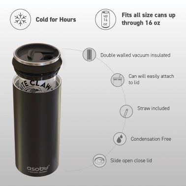 ASOBU® FC4G Double-Walled Vacuum-Insulated Stainless Steel Multi-Can Cooler Sleeve with Reusable Pocket Straw (Pink)