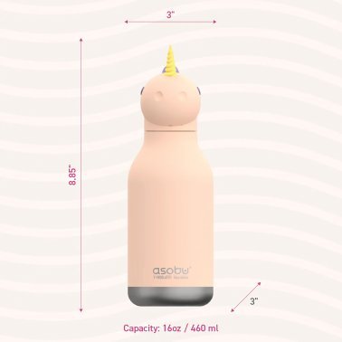 ASOBU® 16-Oz. Bestie Bottle Insulated Stainless Steel Water Bottle with Reusable Flexi Straw (Unicorn)