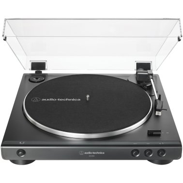 Audio-Technica® 2-Speed Belt-Drive Fully Automatic Turntable with 45 RPM Adapter, Switchable Phono Preamp, and RCA Out, AT-LP60X (Black)
