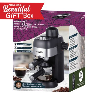 Brentwood® GA-134BK 4-Cup Stainless Steel Espresso and Cappuccino Maker Machine