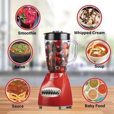 Brentwood® 42-Ounce 12-Speed + Pulse Electric Blender with Glass Jar (Red)