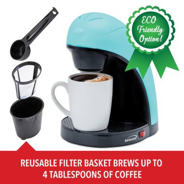 Brentwood® Single-Serve Drip Coffee Maker with Ceramic Mug (Blue)