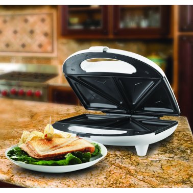 Brentwood® Nonstick Compact Dual Sandwich Maker (White)