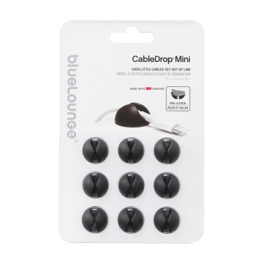 Bluelounge® CableDrop® Mini Multipurpose Cable Clips, 9 Count (Black)