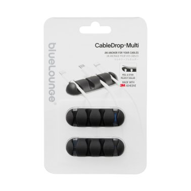 Bluelounge® CableDrop® Multi Multiple-Cable Router Clips, 2 Count (Black)