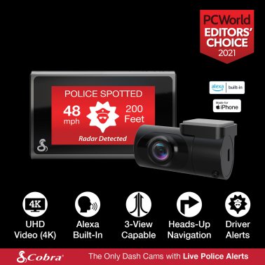 Cobra® SC 400D Ultimate Smart 4K Ultra HD Dash Cam with 1080p Full HD Rear View Accessory Camera