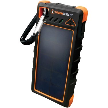 ToughTested® 16,000-mAh Triple-Port USB, USB QC 3.0, and USB-C® Waterproof Solar Charger and Wireless Portable Power Bank with Flashlight