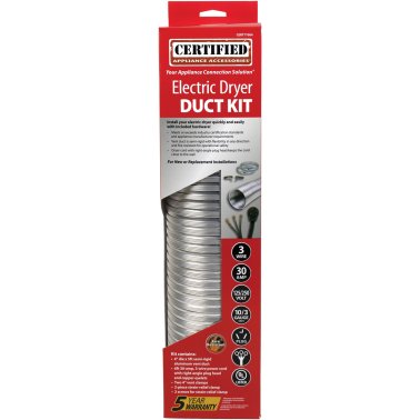 Certified Appliance Accessories® Electric Dryer Duct Kit with 3-Wire 30-Amp 6ft Cord