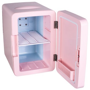Frigidaire® 6.5-L 9-Can Mini Portable Personal Fridge with Lighted Mirror Door (Pink)