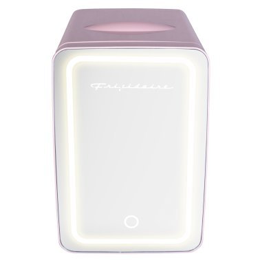 Frigidaire® 6.5-L 9-Can Mini Portable Personal Fridge with Lighted Mirror Door (Pink)