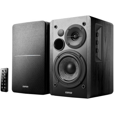 Edifier® 42-Watt-Continuous Bluetooth® R1280DB Powered Bookshelf Speaker Set with 4-In. Woofers, RCA/Aux/Optical/Coaxial, and Remote, Pair (Black)