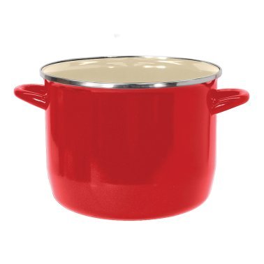 VASCONIA® 8-Qt. Enamel-on-Steel Straight Stockpot with Glass Lid (Red)