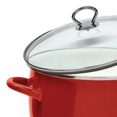 VASCONIA® 12-Qt. Enamel-on-Steel Stockpot with Glass Lid (Red)