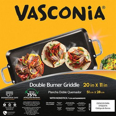 VASCONIA® 20-In. x 11-In. Double Burner Griddle