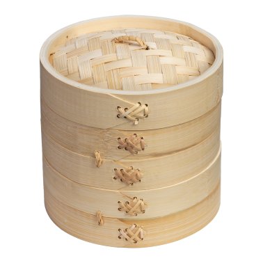 Joyce Chen® 2-Tier Bamboo Steamer Baskets with Lid (6 In.)