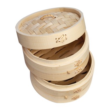 Joyce Chen® 2-Tier Bamboo Steamer Baskets with Lid (6 In.)