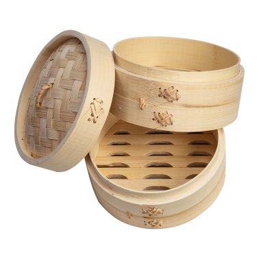Joyce Chen® 2-Tier Bamboo Steamer Baskets with Lid (6 In.)