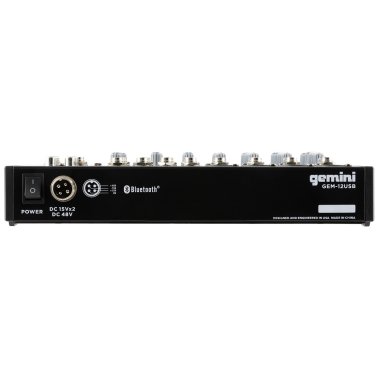 Gemini® GEM-12USB Compact Analog Bluetooth® Mixer, 12 Channels