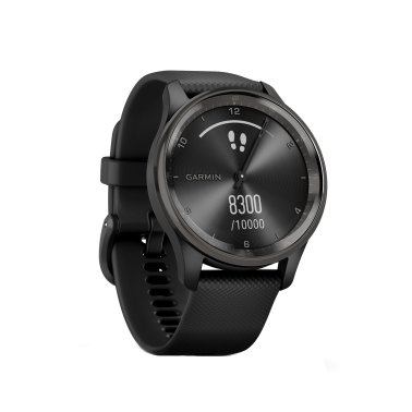 Garmin® vívomove® Trend Hybrid Smartwatch with Stainless Steel Bezel and Silicone Band (Black)