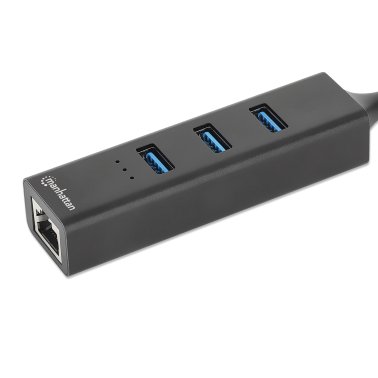 Manhattan® 3-Port USB 3.0 Type-C®/A Combo Hub with Gigabit Ethernet Network Adapter