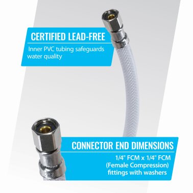 Certified Appliance Accessories PVC Ice Maker Connector with 1/4" Compression, 25ft