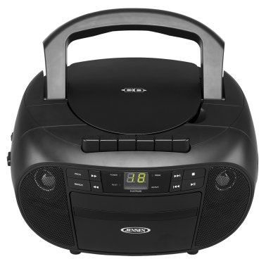 JENSEN® Portable CD Music System with Cassette Player/Recorder and AM/FM Stereo Radio, CD-550 (Black)