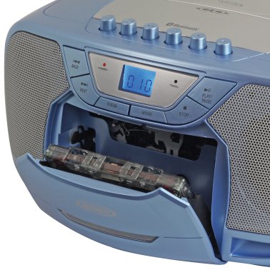JENSEN® CD-590 1-Watt Portable Stereo CD and Cassette Player/Recorder with AM/FM Radio and Bluetooth® (Light Blue)