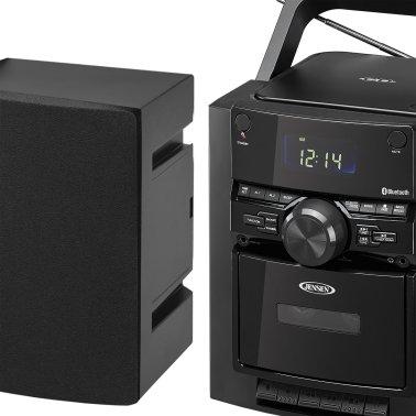 JENSEN® 10-Watt Portable Bluetooth® Home Stereo System with Detachable Speakers, CD/Cassette Players, AM/FM Radio, Alarm Clock, and Remote, CD-785